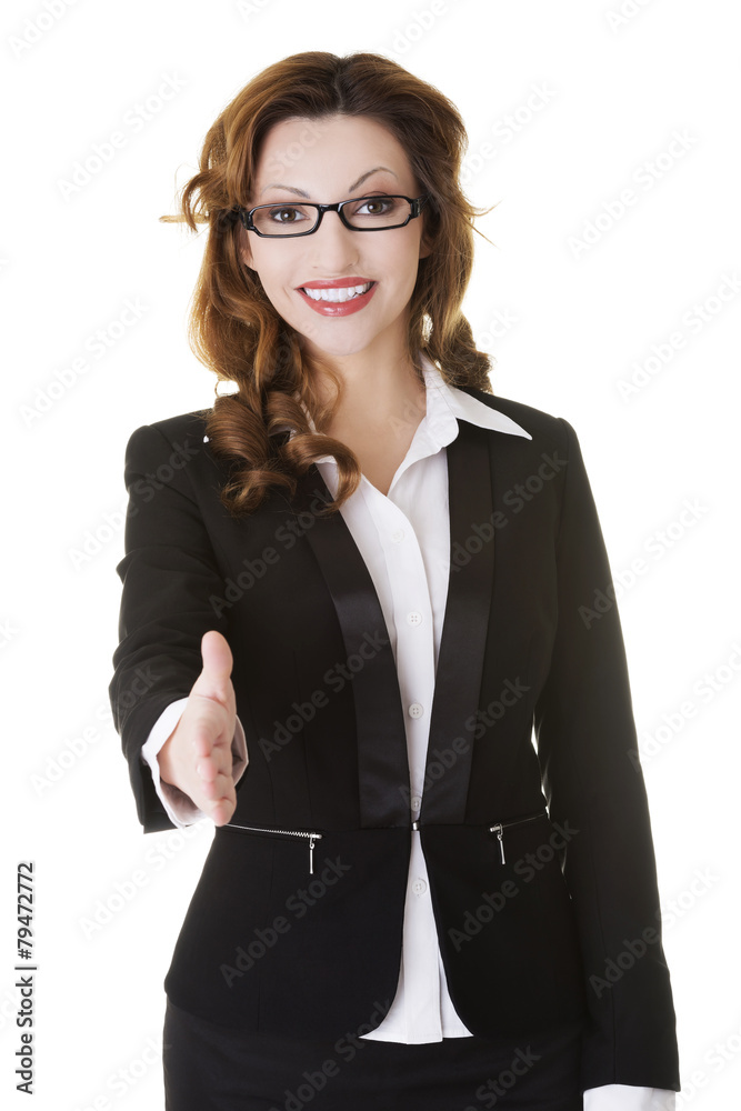 Successful businesswoman ready to hand shake. Successful businesswoman ready to hand shake.