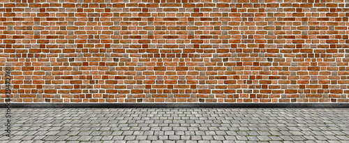 street with brick wall background 01