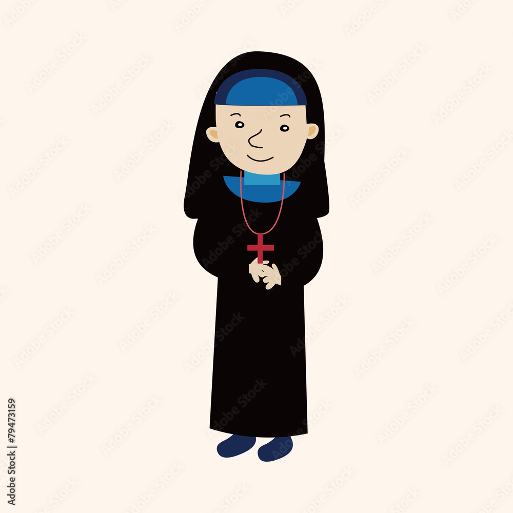 pastor and nun theme elements vector,eps