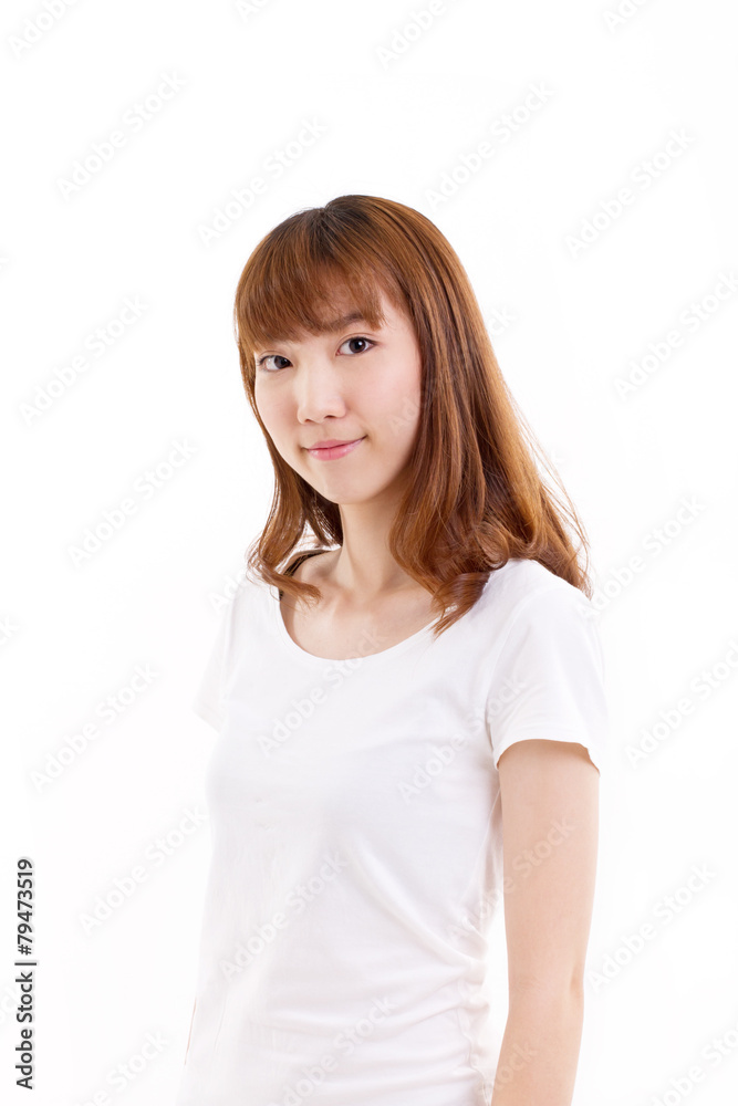 portrait of confident woman, white isolated background portrait of confident woman, white isolated background