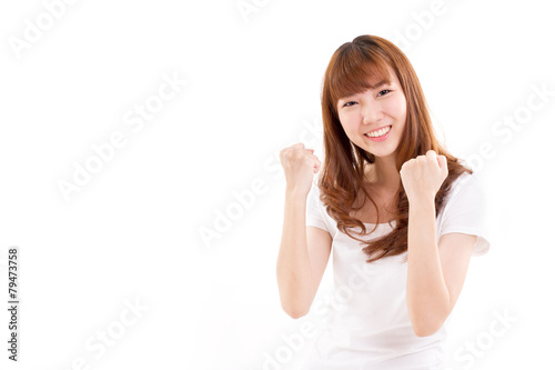 successful woman on white background