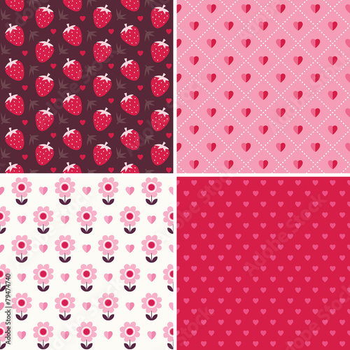 cute seamless love patterns in pink and red