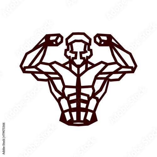 Polygonal silhouette of bodybuilder. Gym icon © kluva