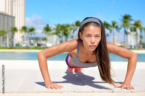 Push-ups fitness sport woman doing pushups outside