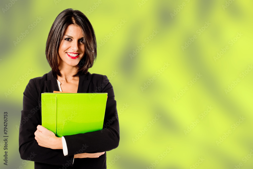 smiling professional woman on green background smiling professional woman on green background