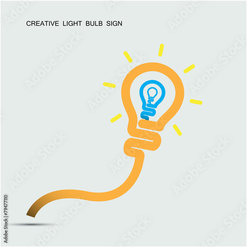 Creative light bulb symbol with turn on creativity concept, educ