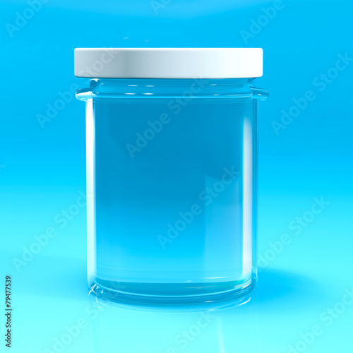 empty jar glass isolated on blu background