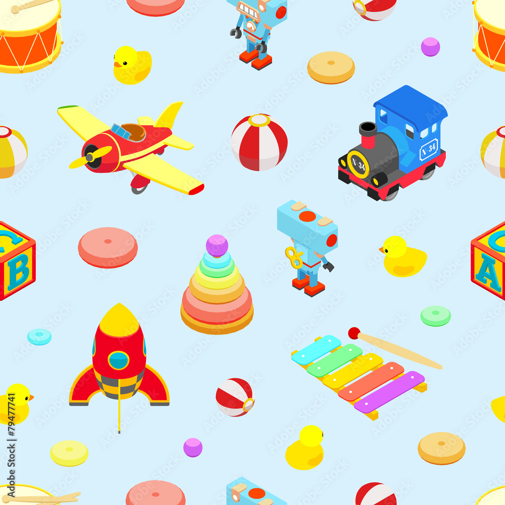 Seamless pattern with the toys