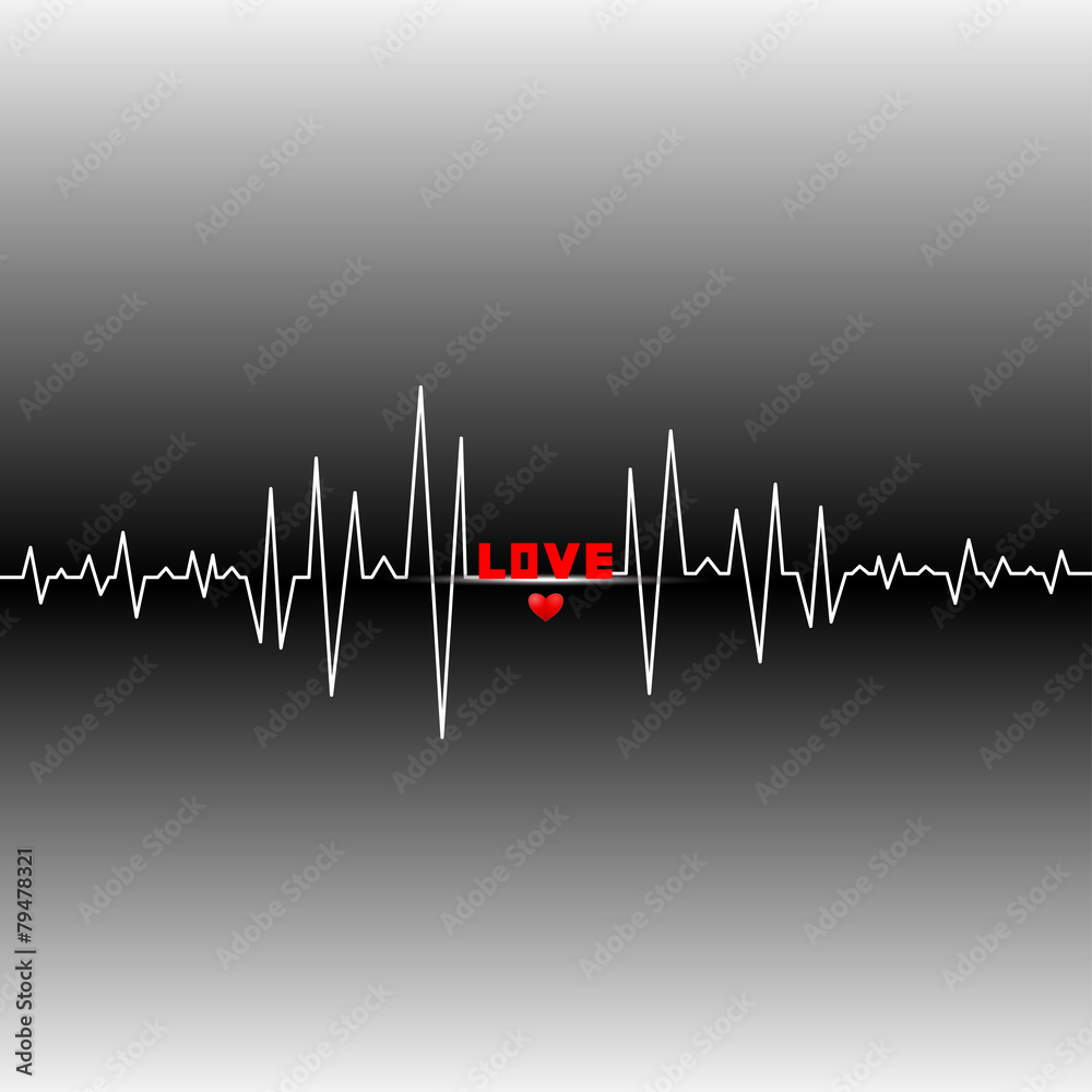 Cardiogram heart showing love.