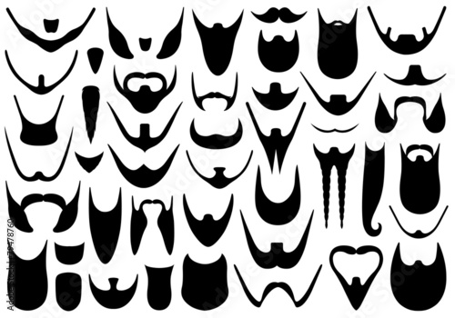 Set of different beards isolated on white