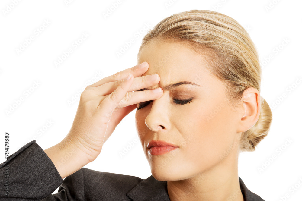 Fototapeta premium Woman with sinus pressure pain