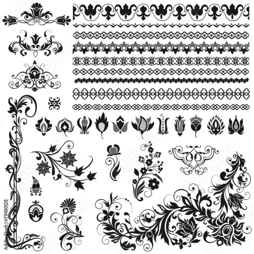 Calligraphic ornaments, borders, vignettes
