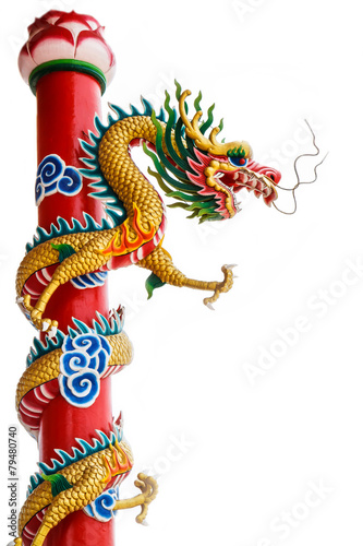 Dragon on pole in chinese temple