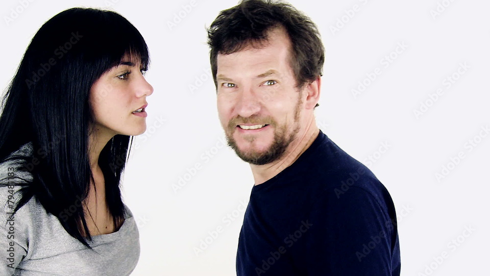 Man and woman happy thumb up suddendly shouting Man and woman happy thumb up suddendly shouting