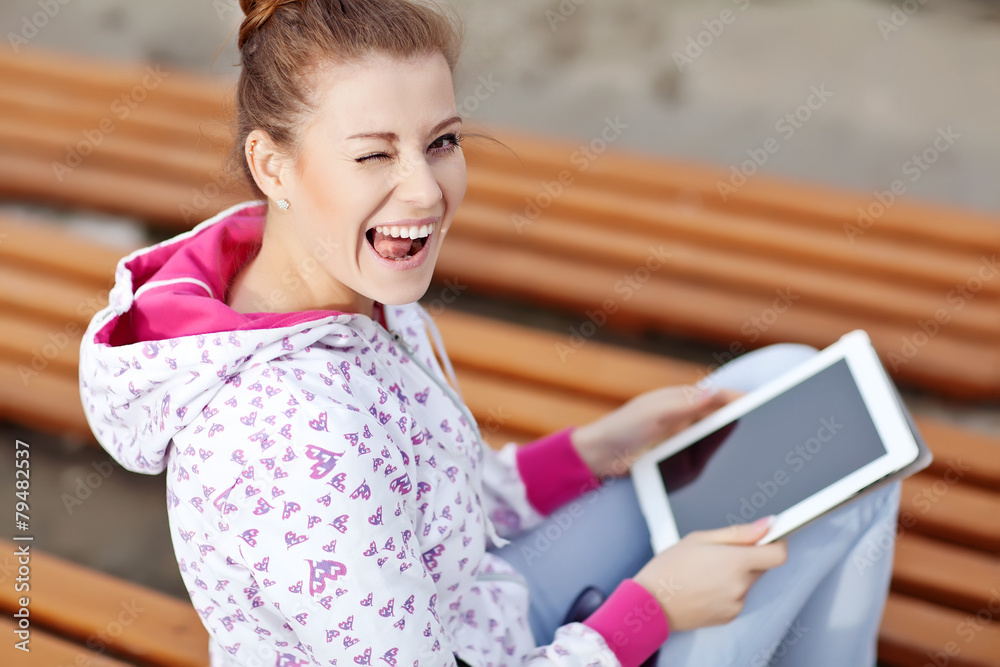 Beautiful girl with mobile gajett