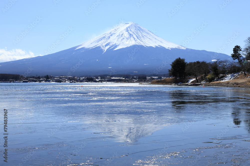 逆さ富士と冬の河口湖
