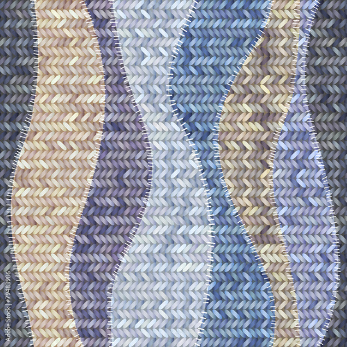 Patchwork of knitted patches.