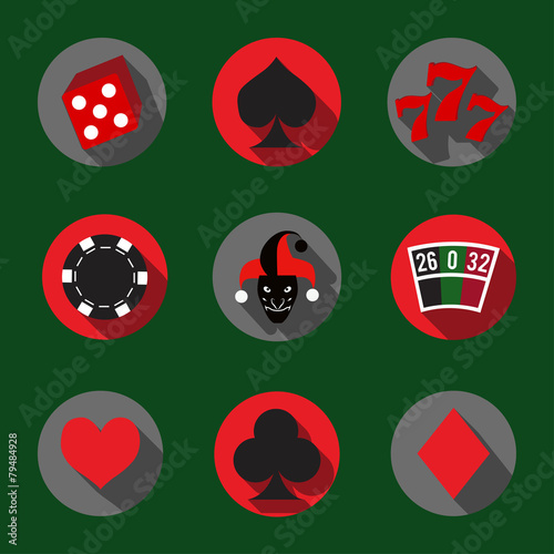 Casino flash icons set