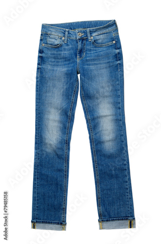 Blue Denim Jeans. Isolate on white.