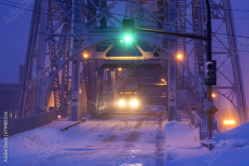 Bride in Duluth during heavy snow storm