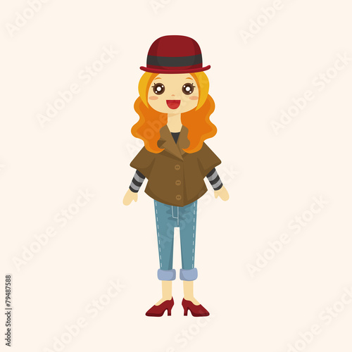 lady girl cartoon theme elements