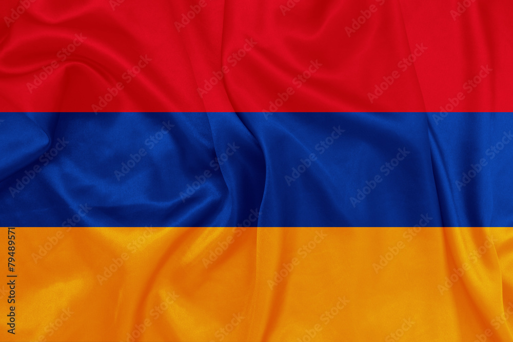 Armenia - Waving national flag on silk texture Armenia - Waving national flag on silk texture