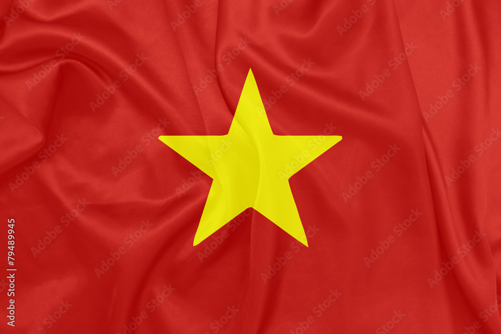 Vietnam - Waving national flag on silk texture Vietnam - Waving national flag on silk texture