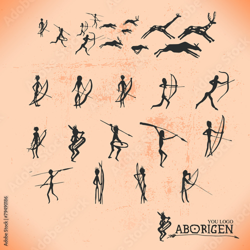 Ancient cave paintings of primitive people