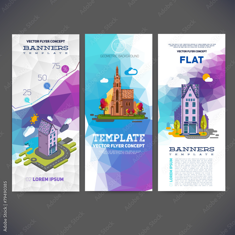 Vector flyer concept banner with abstract geometric background