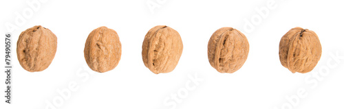 Walnut nuts over white background