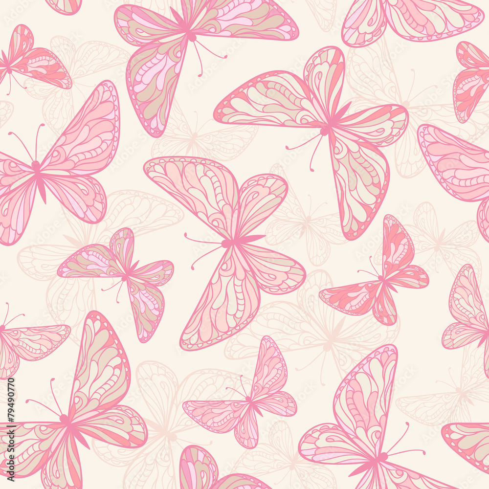 Fototapeta premium Seamless pattern with butterflies