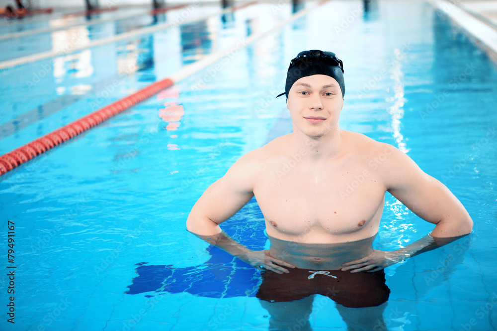 Young man in swimming pool