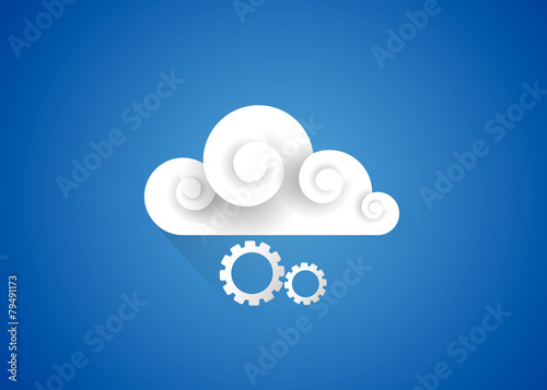 Cloud tools with gear illustration. Cloud tools, engine icon
