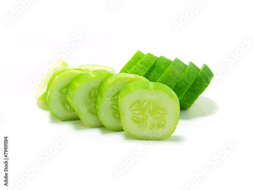 cucumber and slices isolated over white background