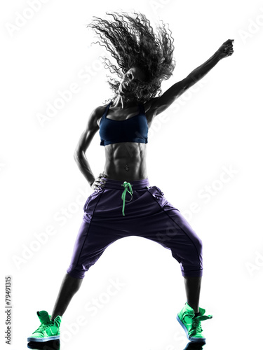woman zumba dancer dancing exercises silhouette #79491315
