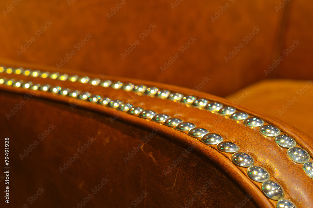 Obraz premium Handle studded brown leather chair