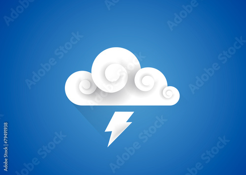 Cloud with weather storm ray illustration. Cloud and rain icon