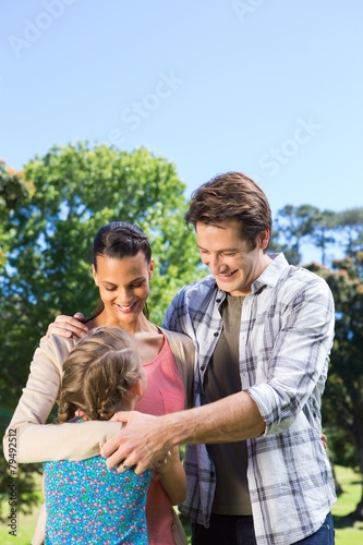 Happy family in the park together