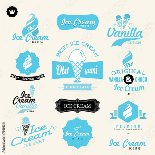 ice cream shop logo badges and labels