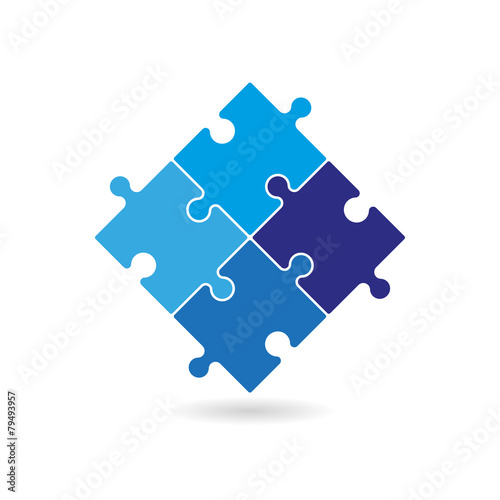 Colorful puzzle pieces forming a square in movement