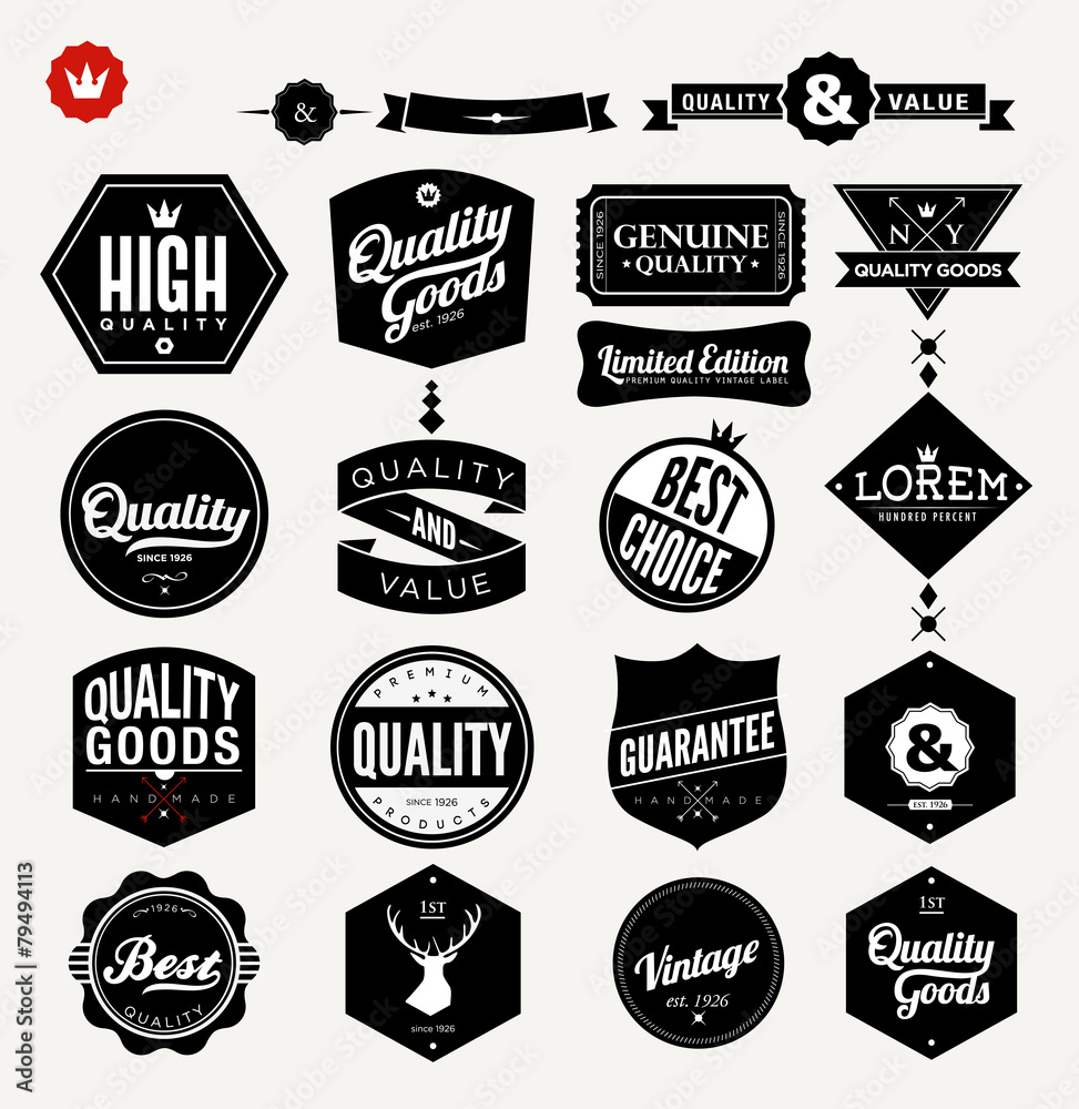 Premium Quality Labels with retro vintage design