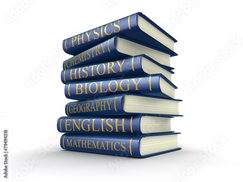 Stack of textbooks (clipping path included)