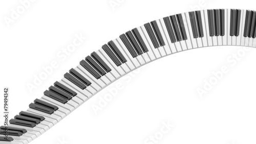 Abstract piano keyboard wave on white background