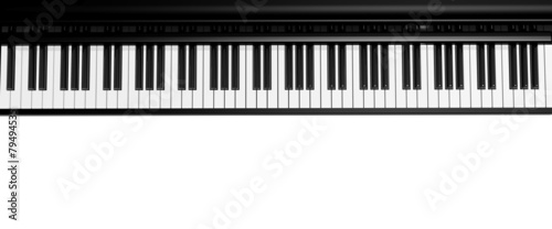 Black piano  keys closeup top view