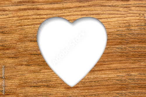 Wood texture with cut heart background