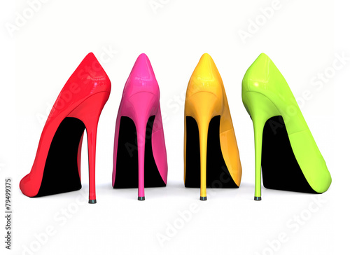 3D colourful high heels