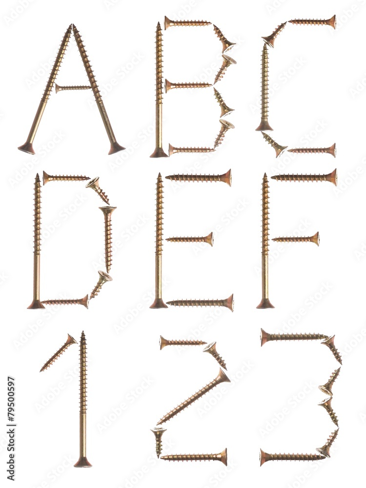 Font made of screws Font made of screws