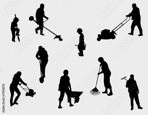 people working outdoors silhouettes
