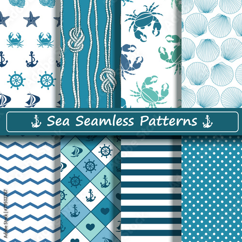 Set of sea seamless patterns