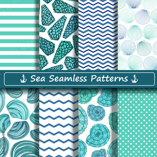 Set of sea seamless patterns